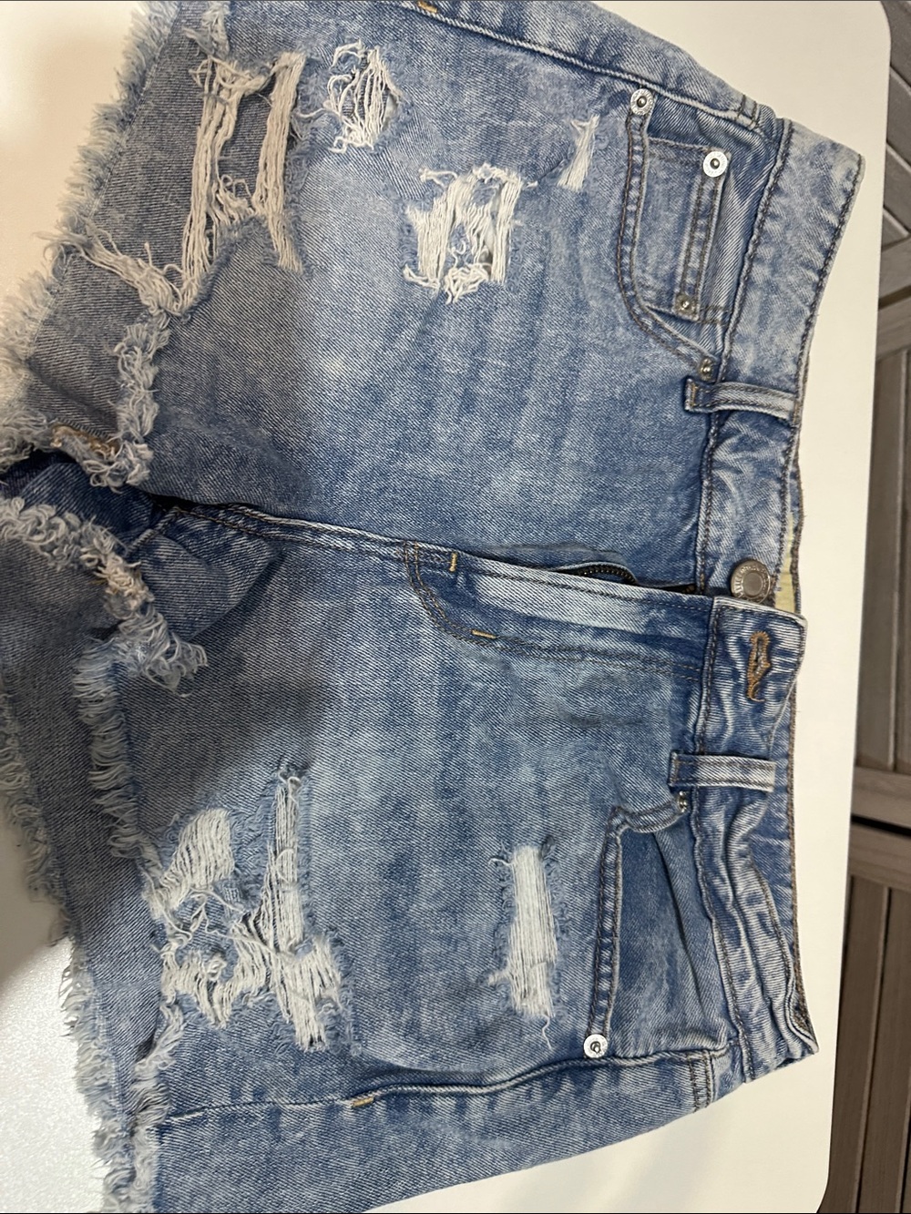 American Eagle Outfitters Distressed Light Blue Denim Jean Shorts
